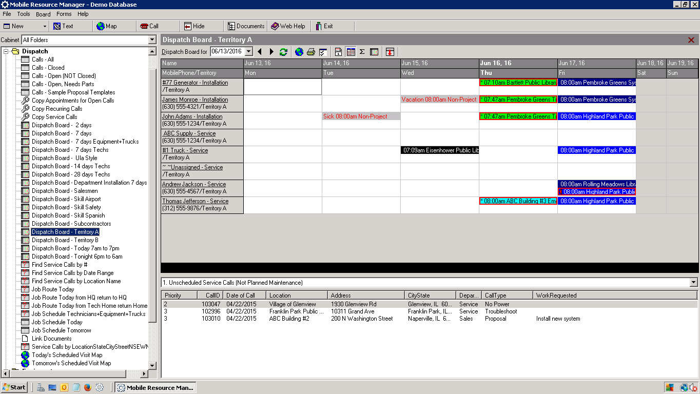 Dispatch Board - Territory A