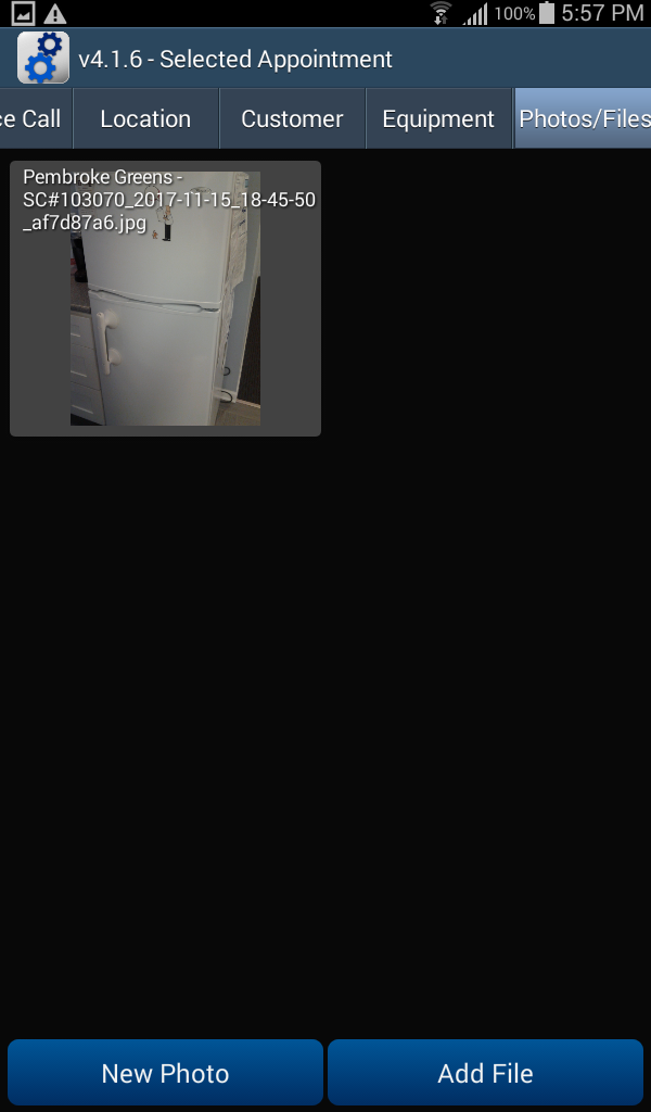 Appointment - PhotosFiles tab