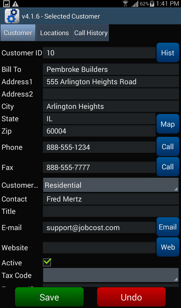 Customer - Customer tab