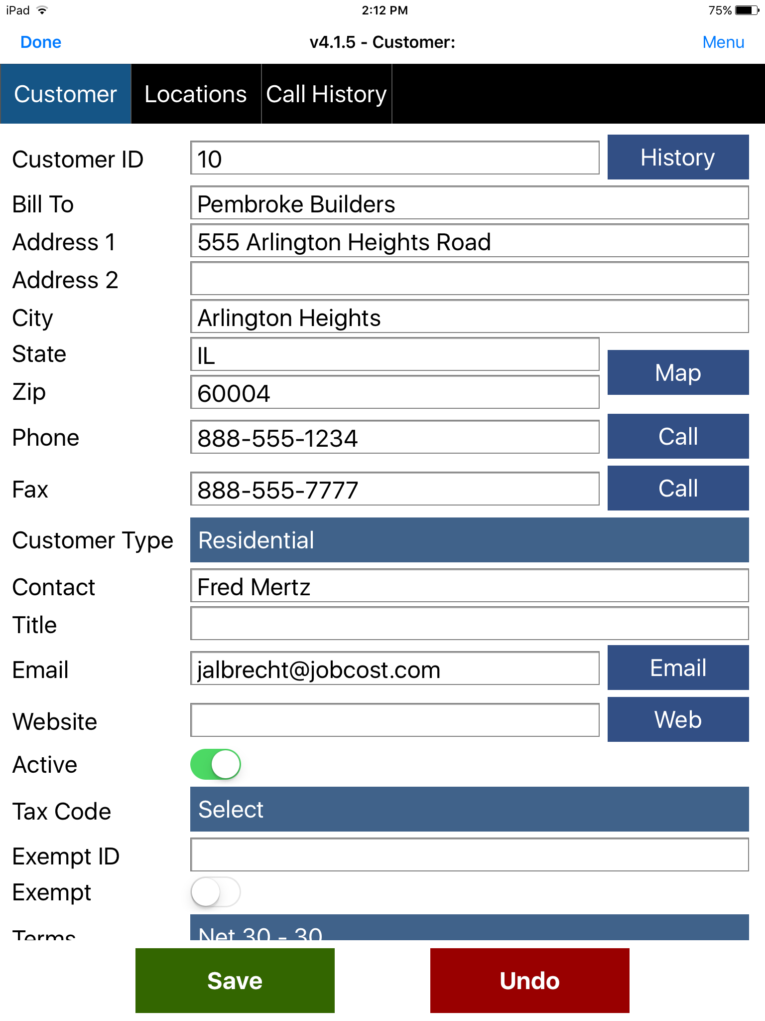 Customer - Customer tab