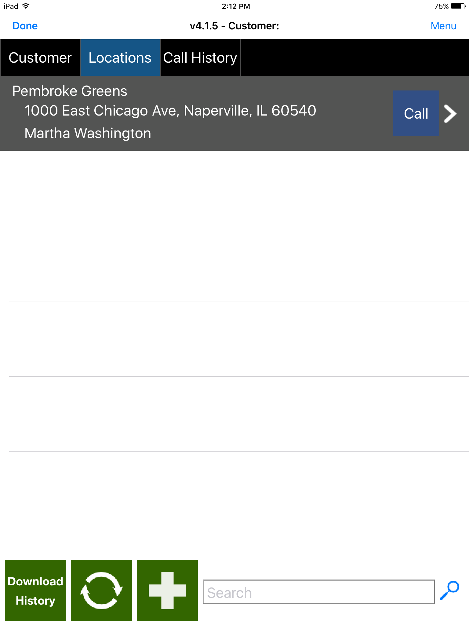 Customer - Locations tab