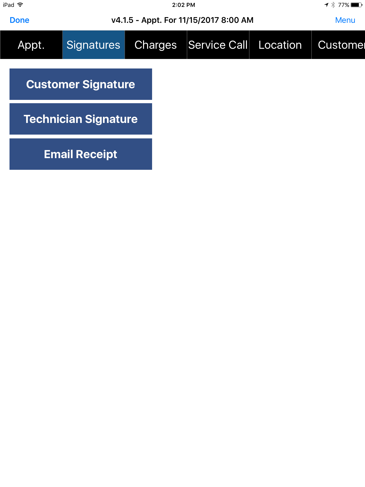 Appointment - Signature tab