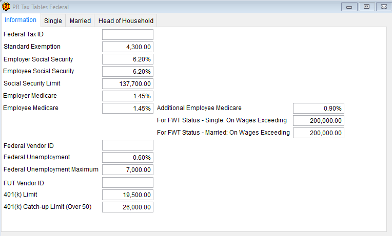 2020 PR Tax Tables Federal - Information tab 2020 PR Tax Tables Federal - Information tab